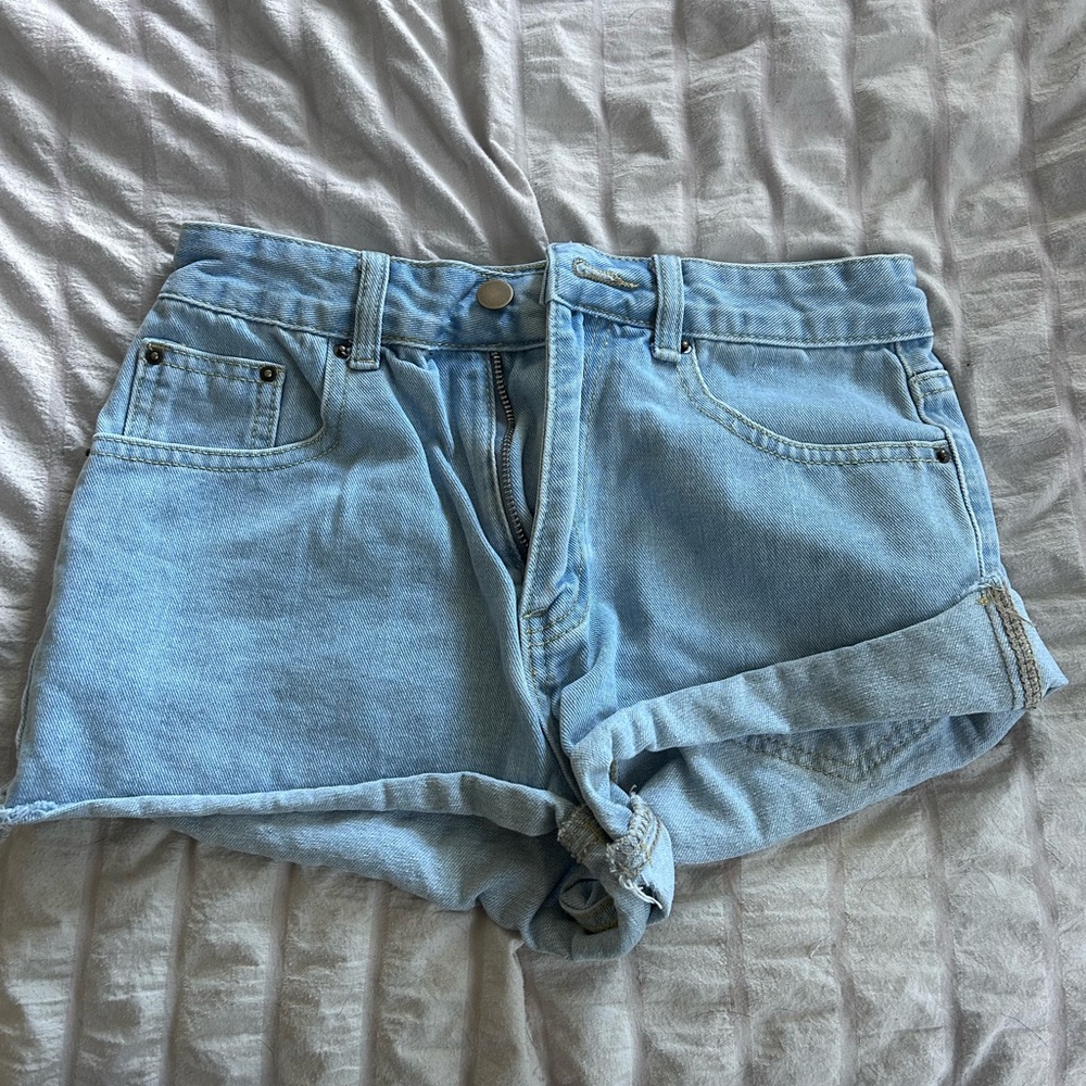 SHEIN Blue High-Waisted Jean Shorts